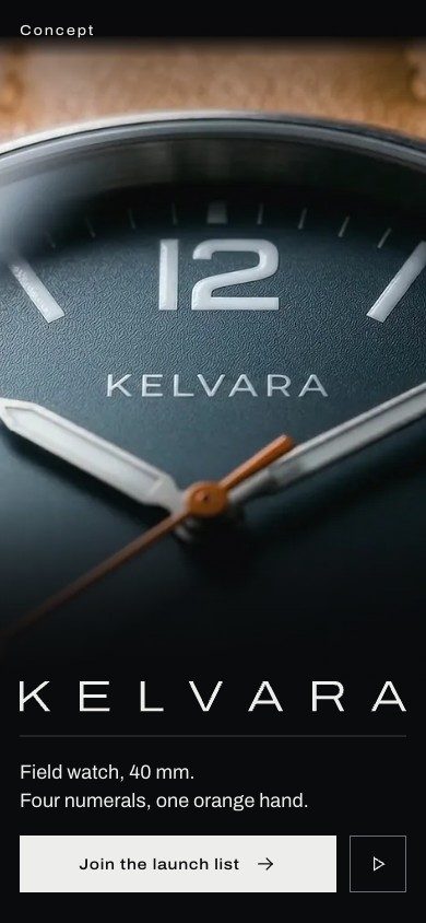 The Kelvara concept page on a phone